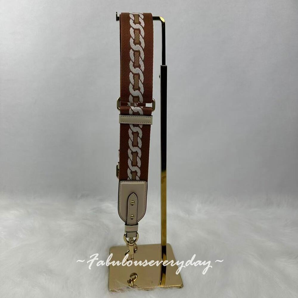 Coach Strap With Chain Stripe In Nylon/Brass/Ivory C3619 NWT - Picture 3 of 7